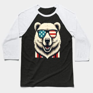 Funny polar Bear sunglasses american Funny Animal Lover Baseball T-Shirt